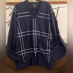 Ping Men's V-Neck  golf Sweater in Navy and Light Blue 100% cotton